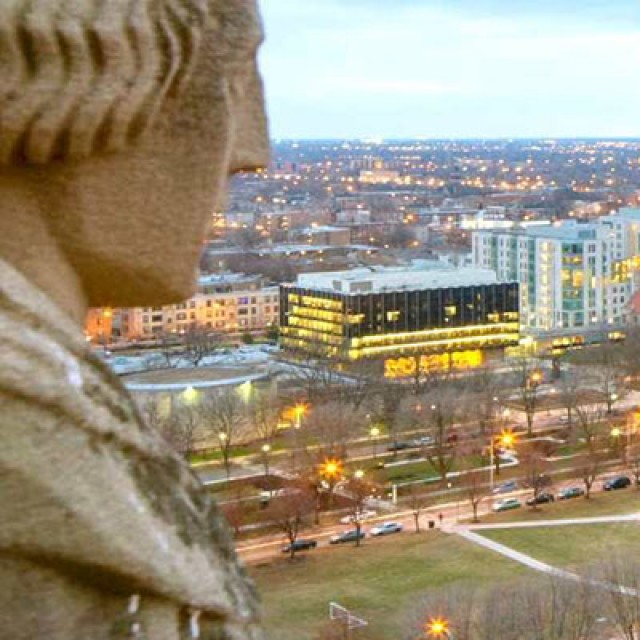 Aerial view of the University of Chicago campus