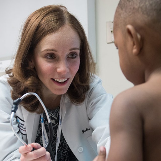 Julia Rosebush, DO, with patient