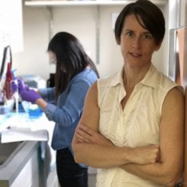 Kathryn Keenan, PhD, in a lab